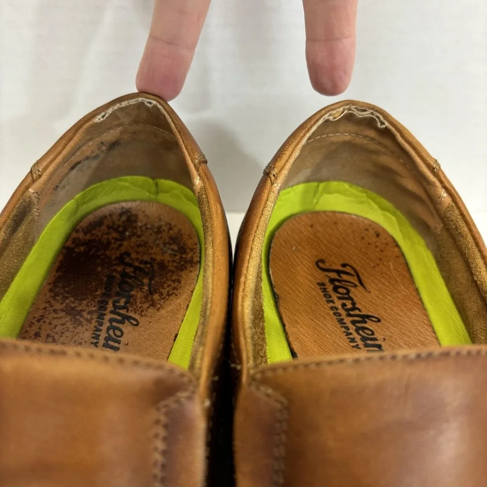 Florsheim Comfortech Slip On Oxford Dress Shoes Men 10.5 Brown Leather Ortholite